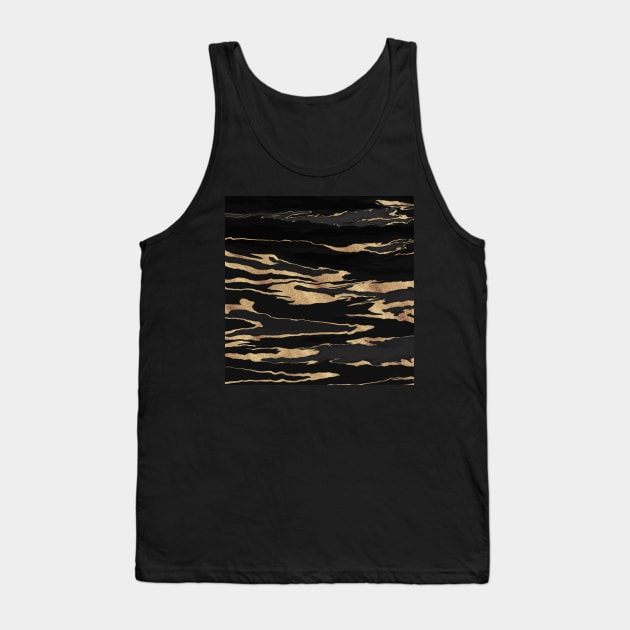 Gold Black Marble Abstract Painting Tank Top by NdesignTrend